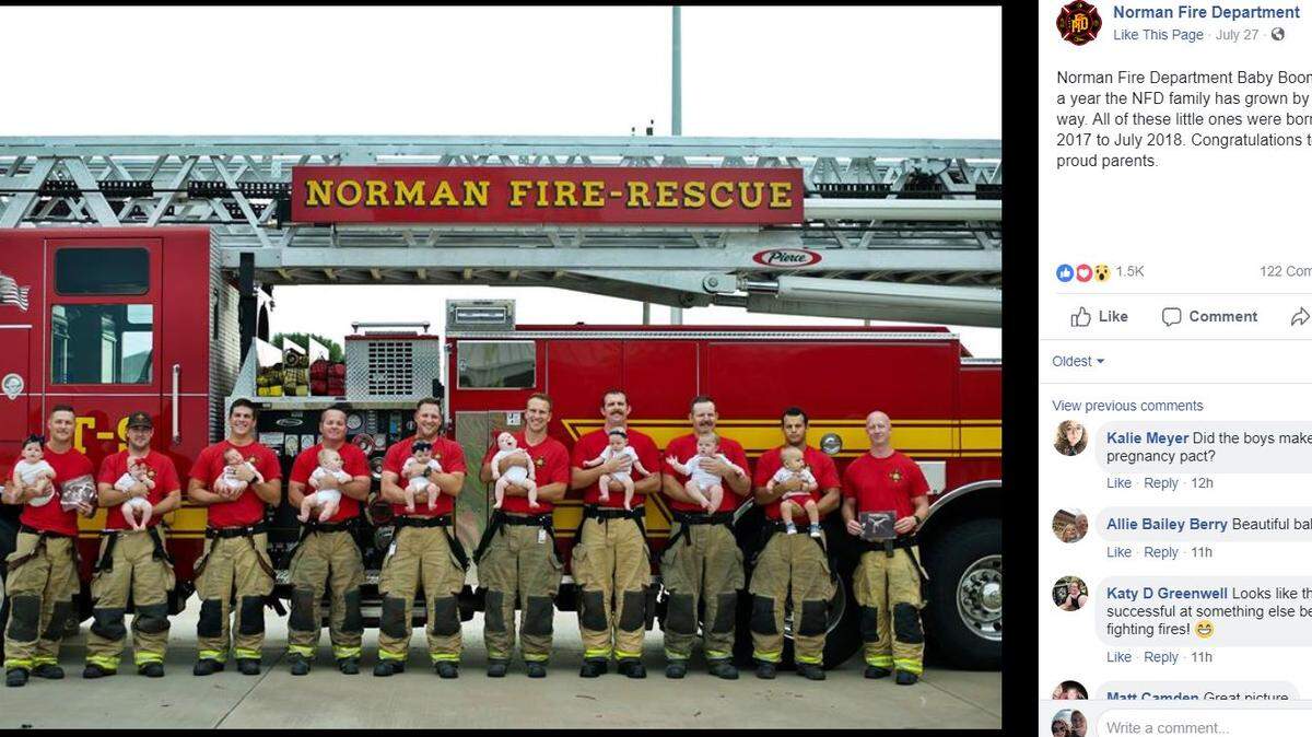 The Norman Fire Department in Oklahoma is experiencing a “baby boom.”