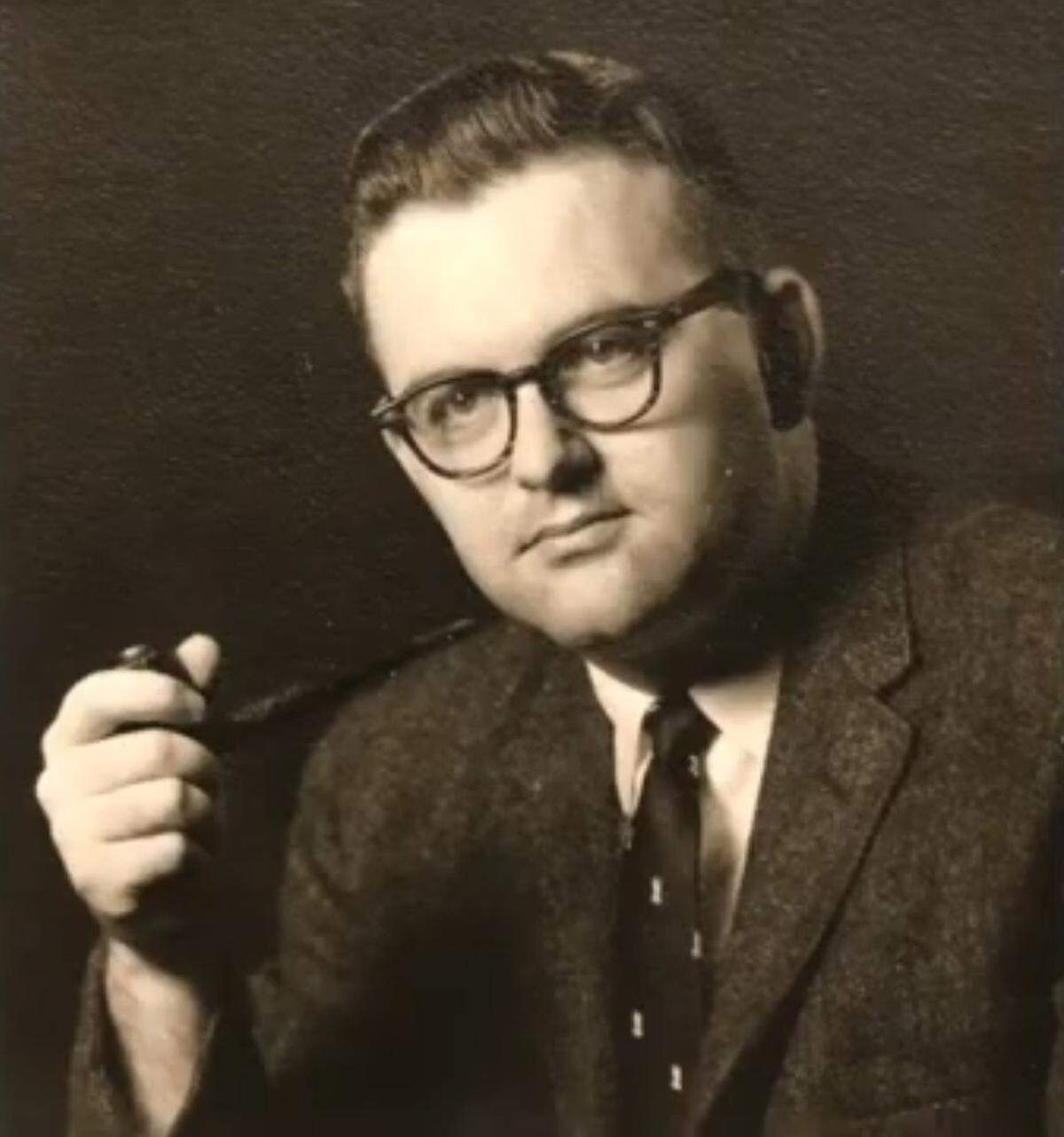 A vintage photo of Jim Rhatigan, the first dean of students at Wichita State University and the youngest in his position nationally.