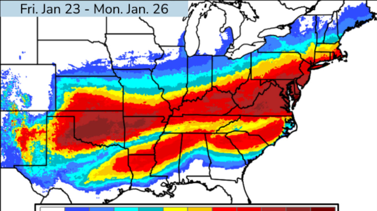 The National Weather Service is forecasting a massive winter storm across a large portion of the country starting Friday.