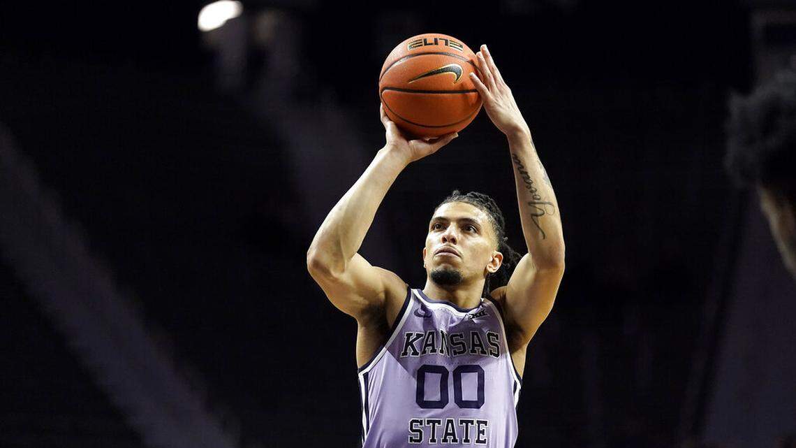 Kansas State’s Mike McGuirl shoots during the second half of an NCAA college basketball game against the Florida A&M Wednesday, Nov. 10, 2021, in Manhattan, Kan. (AP Photo/Charlie Riedel)