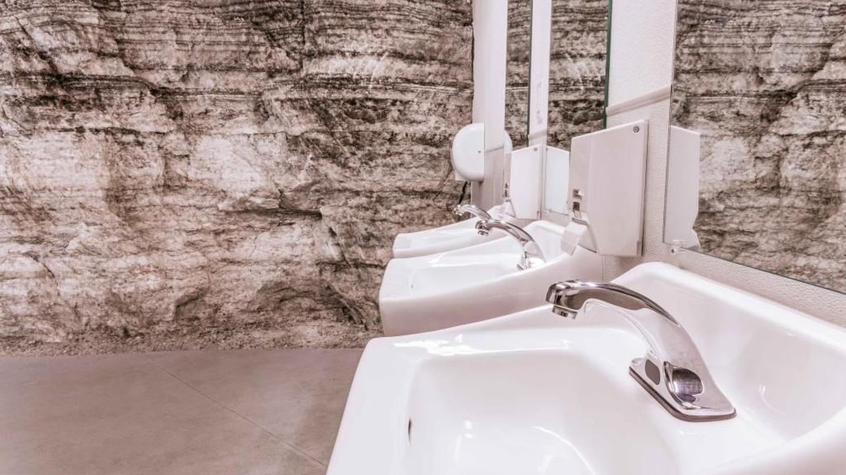 
The restroom at Strataca in Hutchinson
