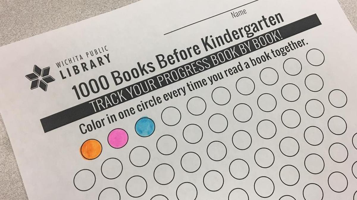 Parents of children who haven’t started kindergarten can pick up a free “1000 Books” folder at any Wichita library location. Inside is a tracking sheet that your child can color each time you read a book.