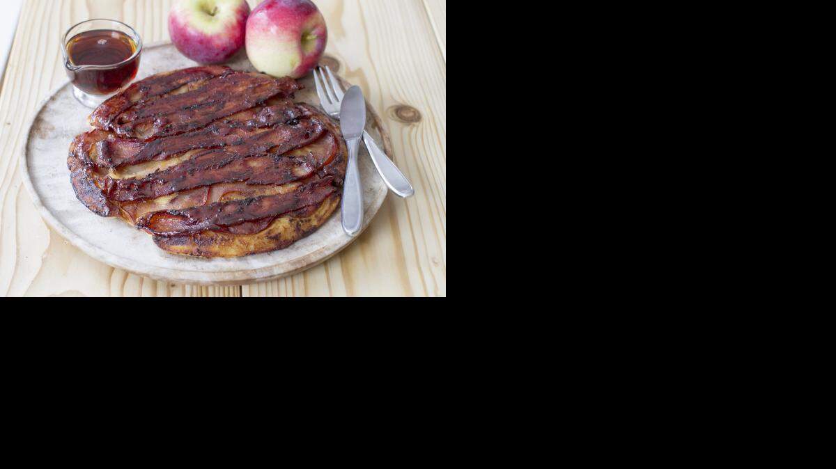 
The baked pancake was inspired by an upside-down cake. 
