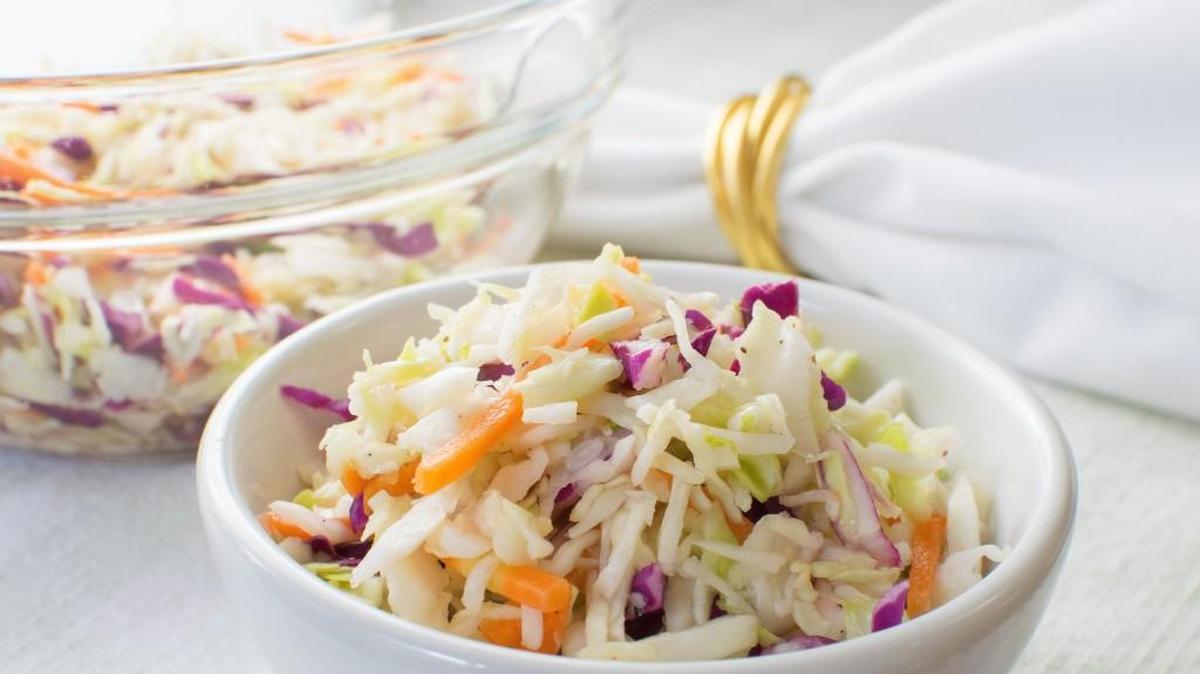 Cole slaw is a colorful and refreshing summer salad.