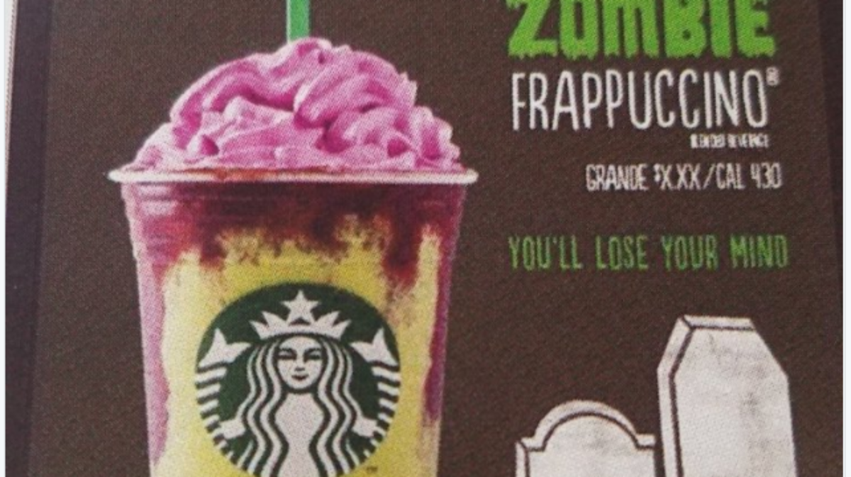 This Zombie Frappuccino is rumored to be sold at Starbucks stores starting Oct. 26.