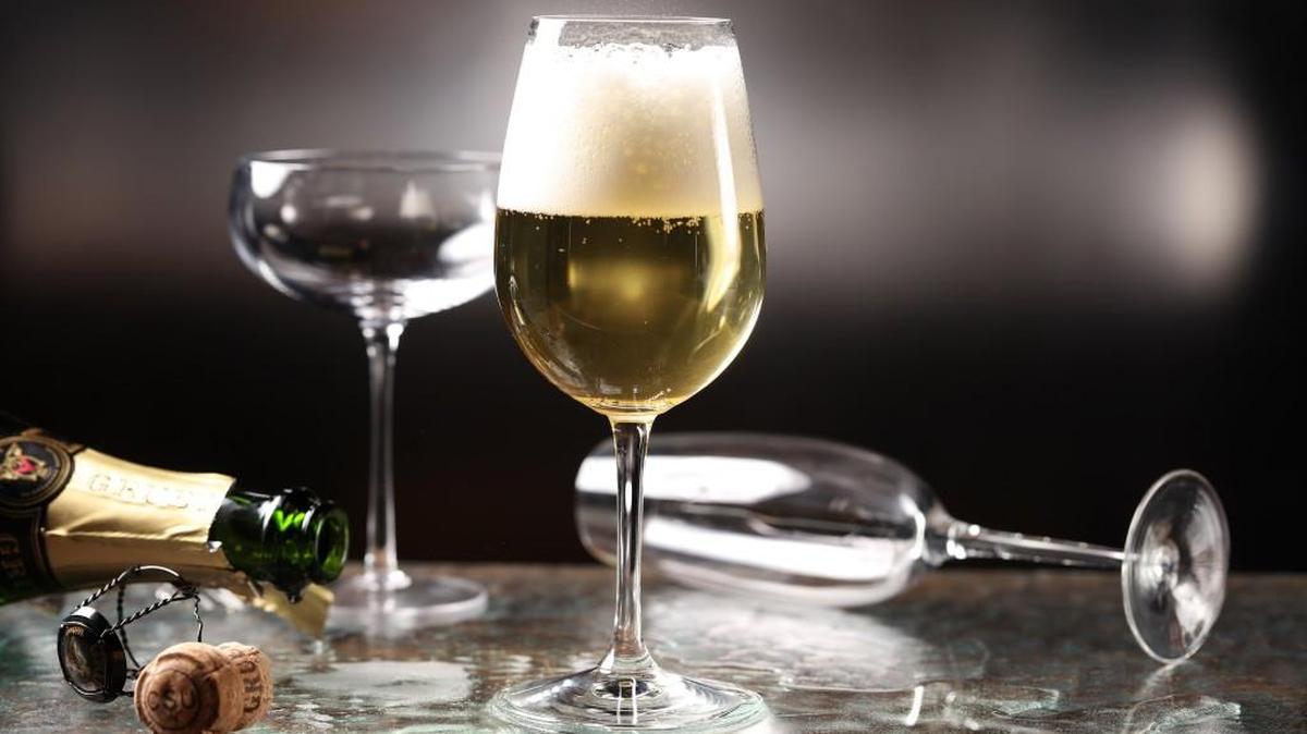 Pour your bubbly into a glass you’d use for still wine.