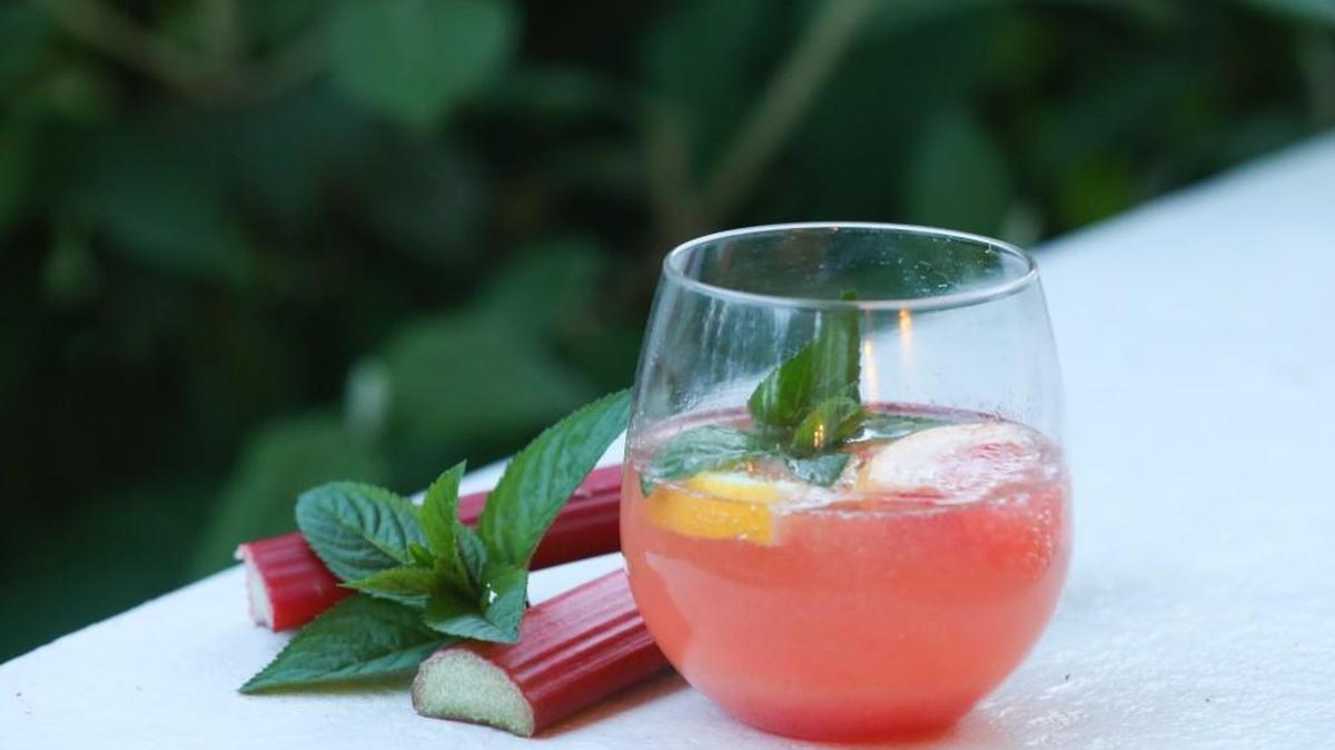 Rhubarb is the star of this summer cocktail, which is as refreshing as it is pretty.