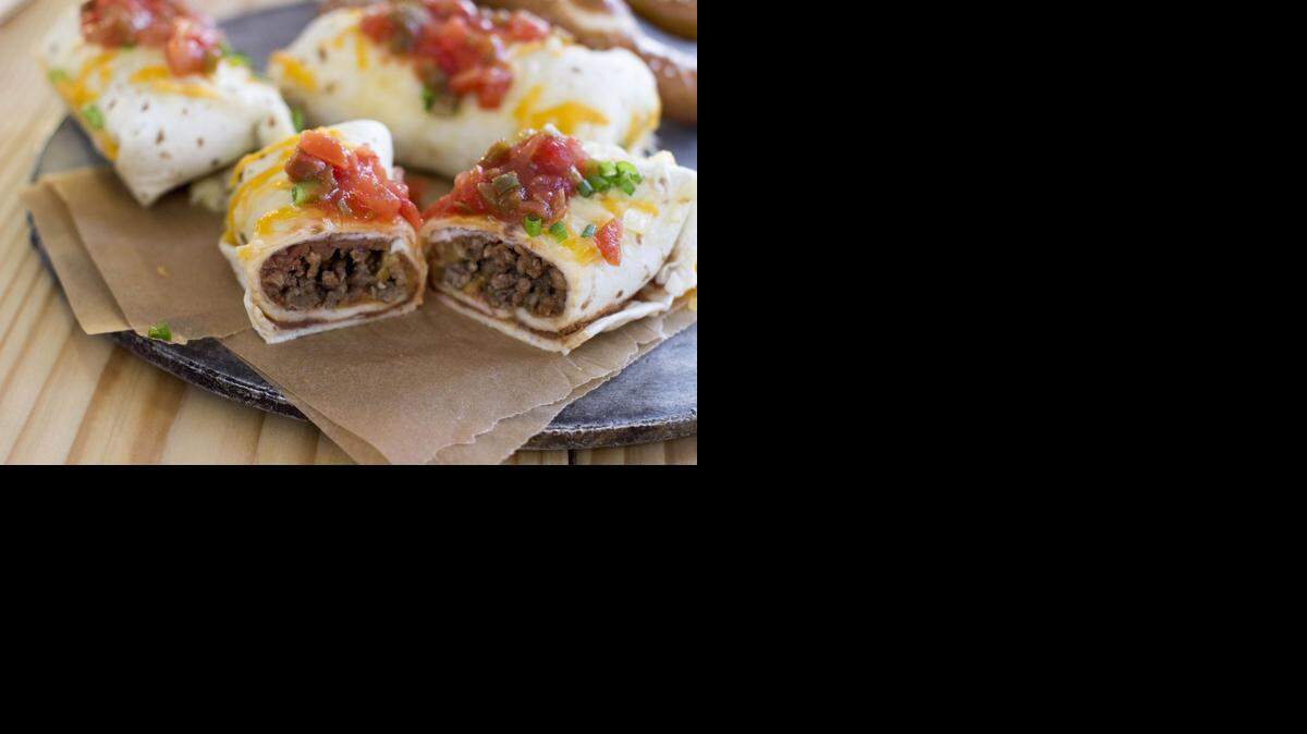 
To make burritos into a finger food, use small flour tortillas.
