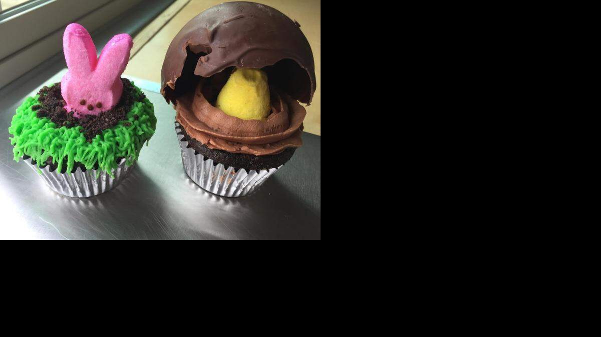 
Brown Box Bakery owner Anna Hastings and her 8-year-old daughter, Kara, created these fun Peep cupcakes.
