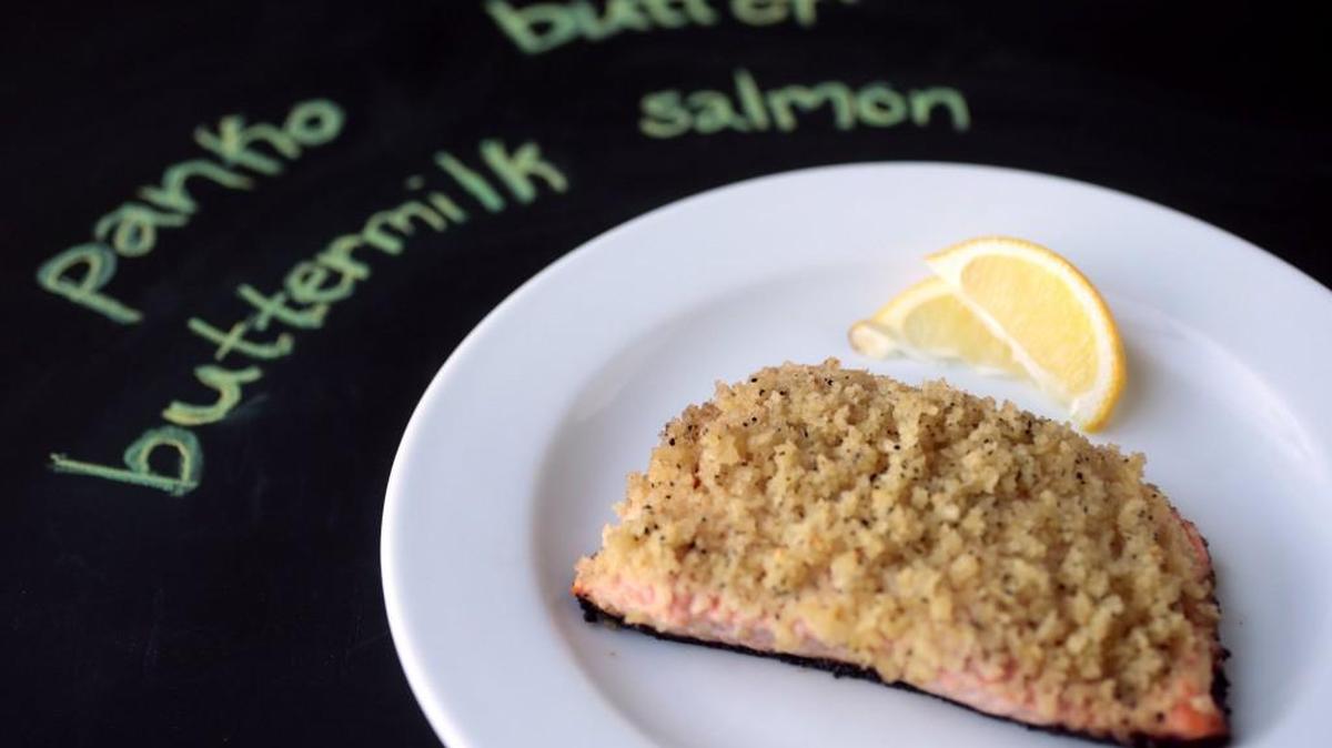Crispy-coated lemon-pepper salmon