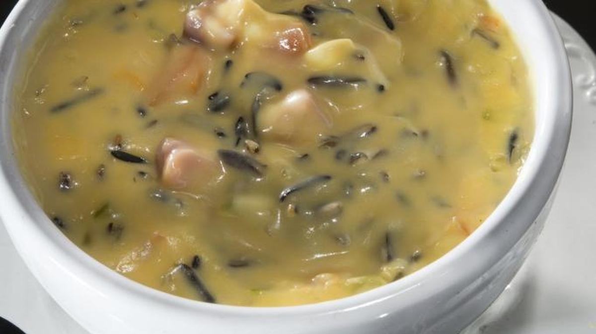 Wild rice and ham soup uses nutritious wild rice and low-fat dairy.