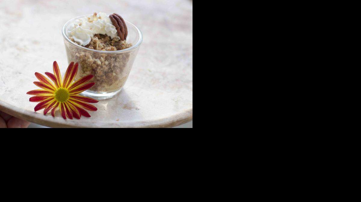 
Instead of relying on tons of cream and egg yolks for a smooth texture for the pumpkin crunch, try silken tofu. 
