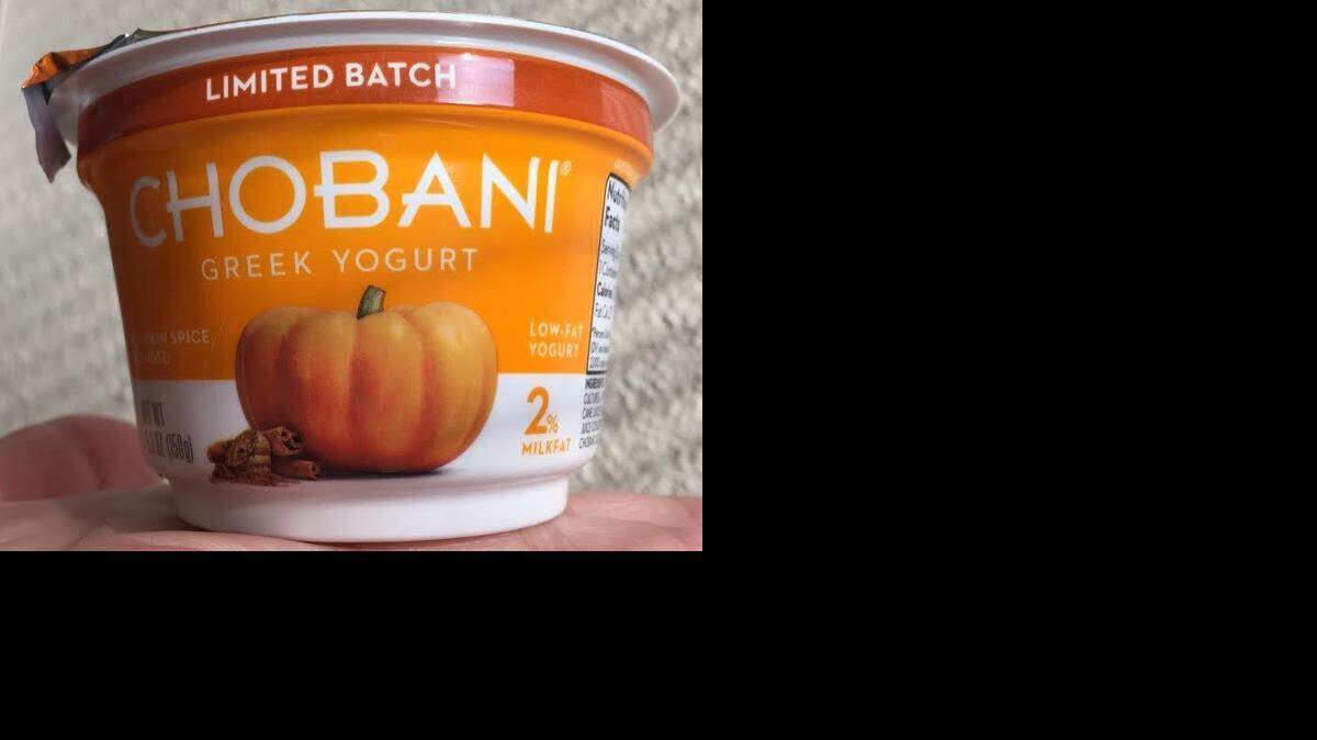 
The pumpkin-flavored Greek yogurt from Chobani has a pumpkin-pie flavor and texture. 
