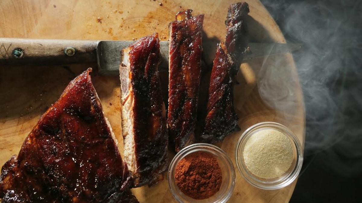 When these ribs are nearly done, hit them with a vanilla-brown sugar glaze.