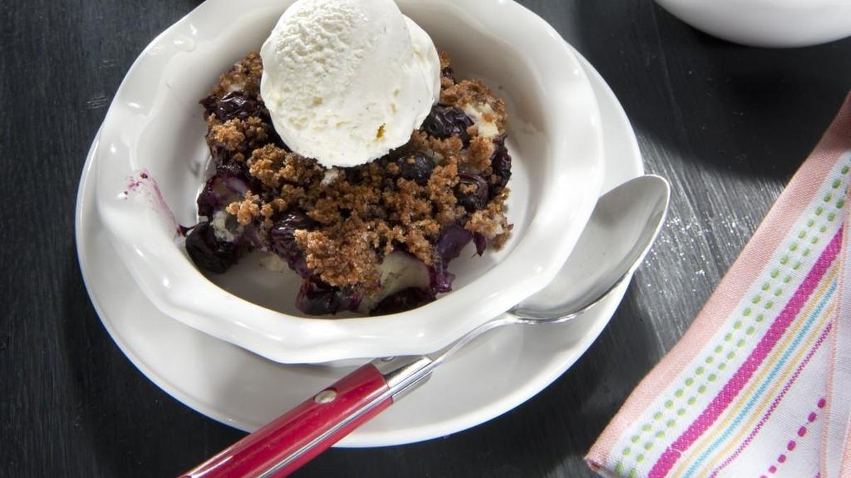 Try Lemon Blueberry Brown Betty topped with a scoop of frozen nonfat yogurt.