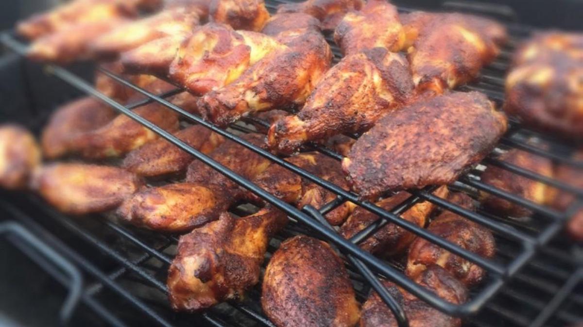 You’ll know these applewood smoked Buffalo wings are done when the wings darken up and the skin becomes firm and a bit crispy.