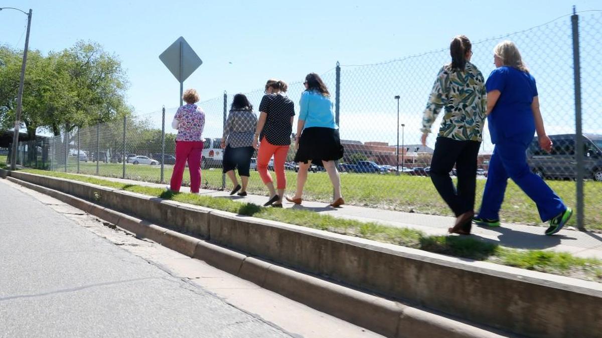 Christina Monaghan and a number of fellow employees at the VA hospital get together to walk every day at noon. Usually covering around 2 miles.