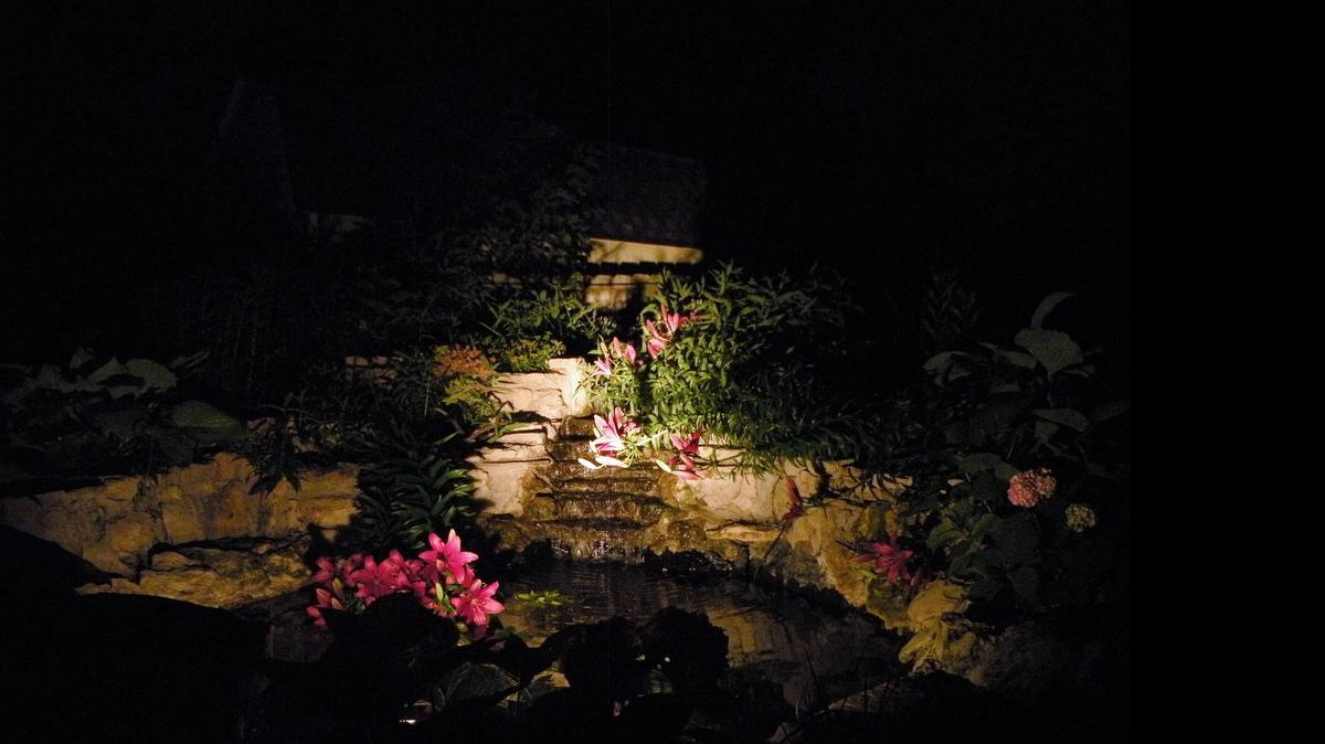 
The current version of the pond in the Lees’ yard in Bel Aire at night. 
