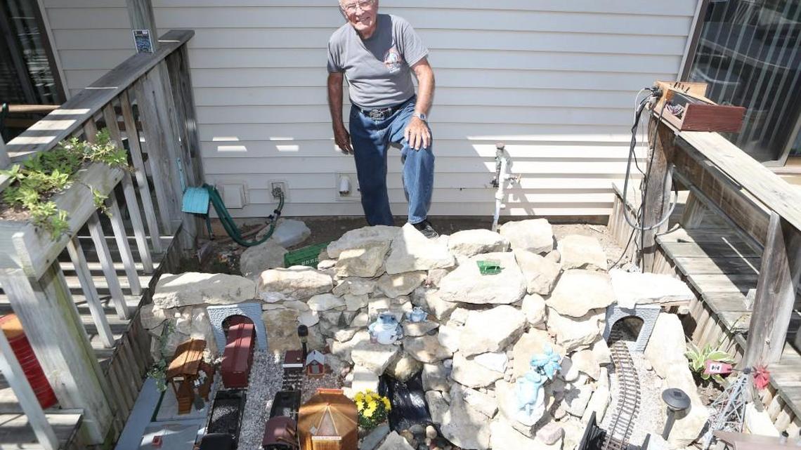 
Bruce Wilson built a garden railroad between two decks in his southeast Wichita backyard. It will be on the garden railway tour next weekend.
