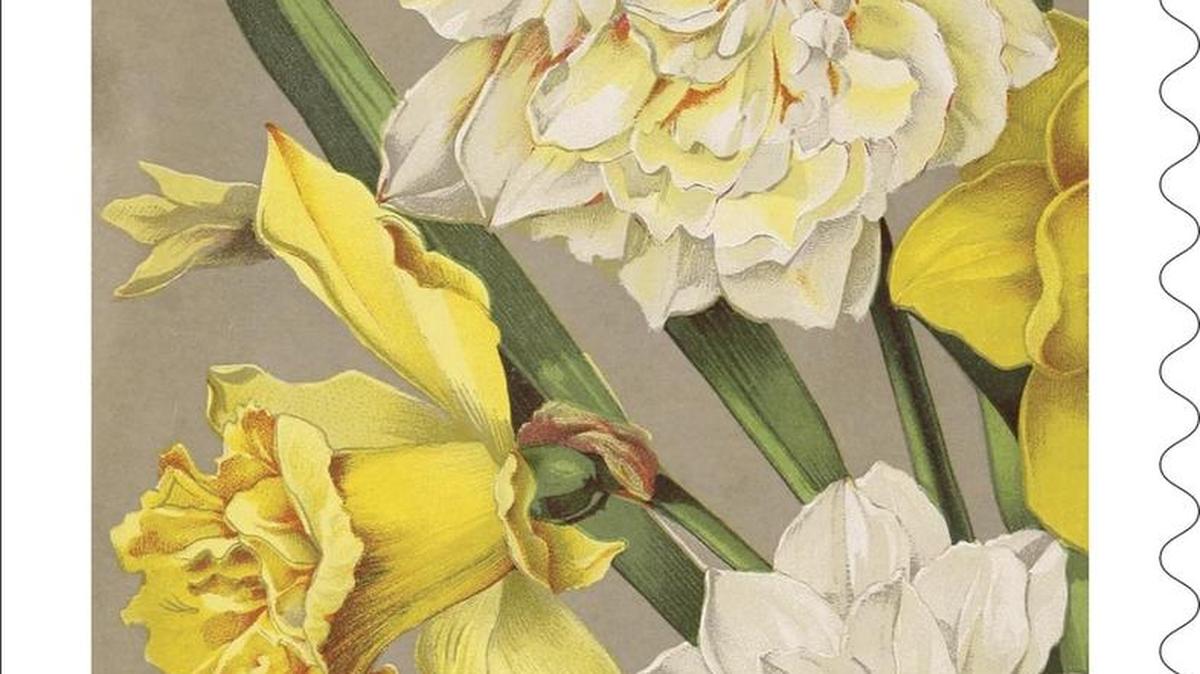Daffodils and jonquils grace one of the new postage stamps.