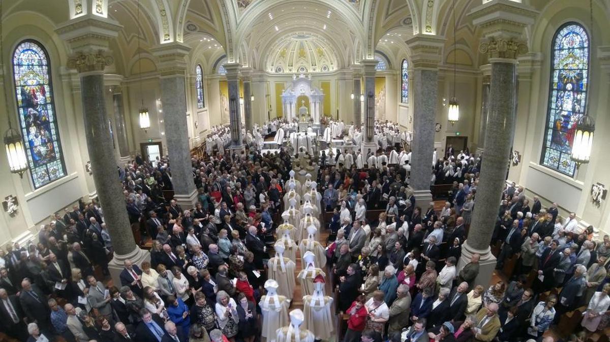 The procession of Bishops enter the Cathedral of Immaculate Conception for the ordination of Bishop Carl Kemme.(May 1, 2014)