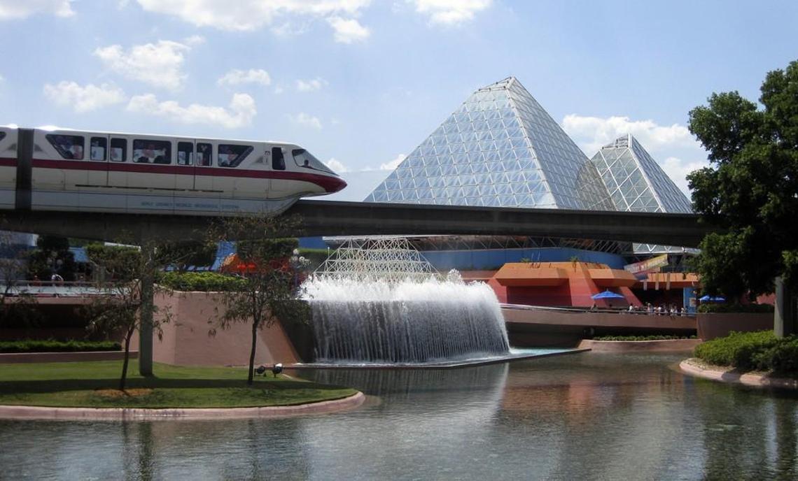 A monorail heads to Epcot theme park at Walt Disney World Resort in Orlando, Fla.