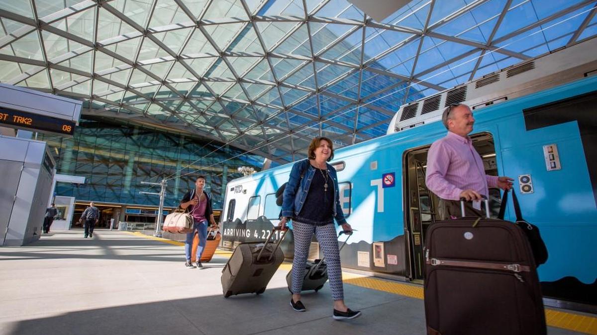Denver is one of the few U.S. airports that has a train connecting passengers to the downtown center.