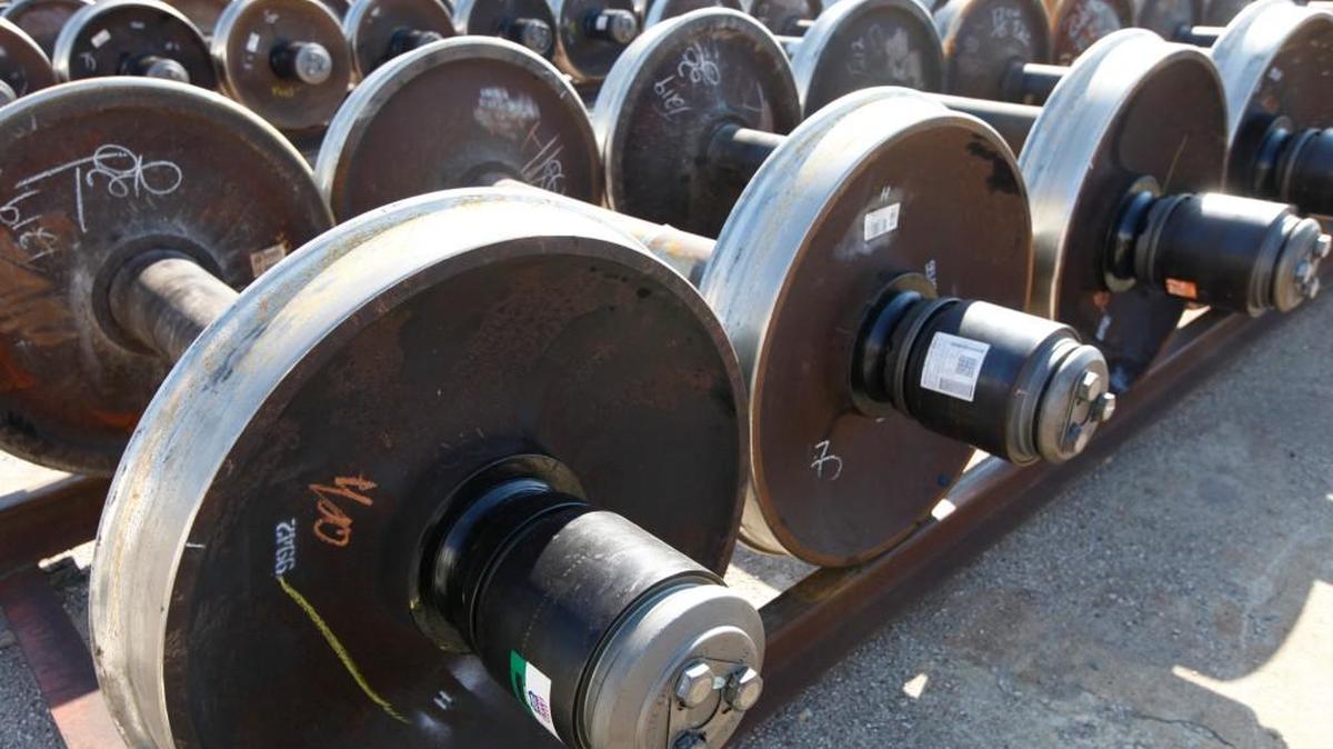 Dozens of new wheel assemblies sit outside the Union Pacific railroad Wichita Service Unit. The railroad said Thursday it plans to spend about $71 million on Kansas infrastructure projects in 2016.