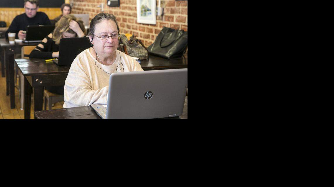 
Sharon Durmaskin, a media freelancer, works out of Reverie Coffee Roasters. She has struggled during the last six years, but hopes this year will be better. 
