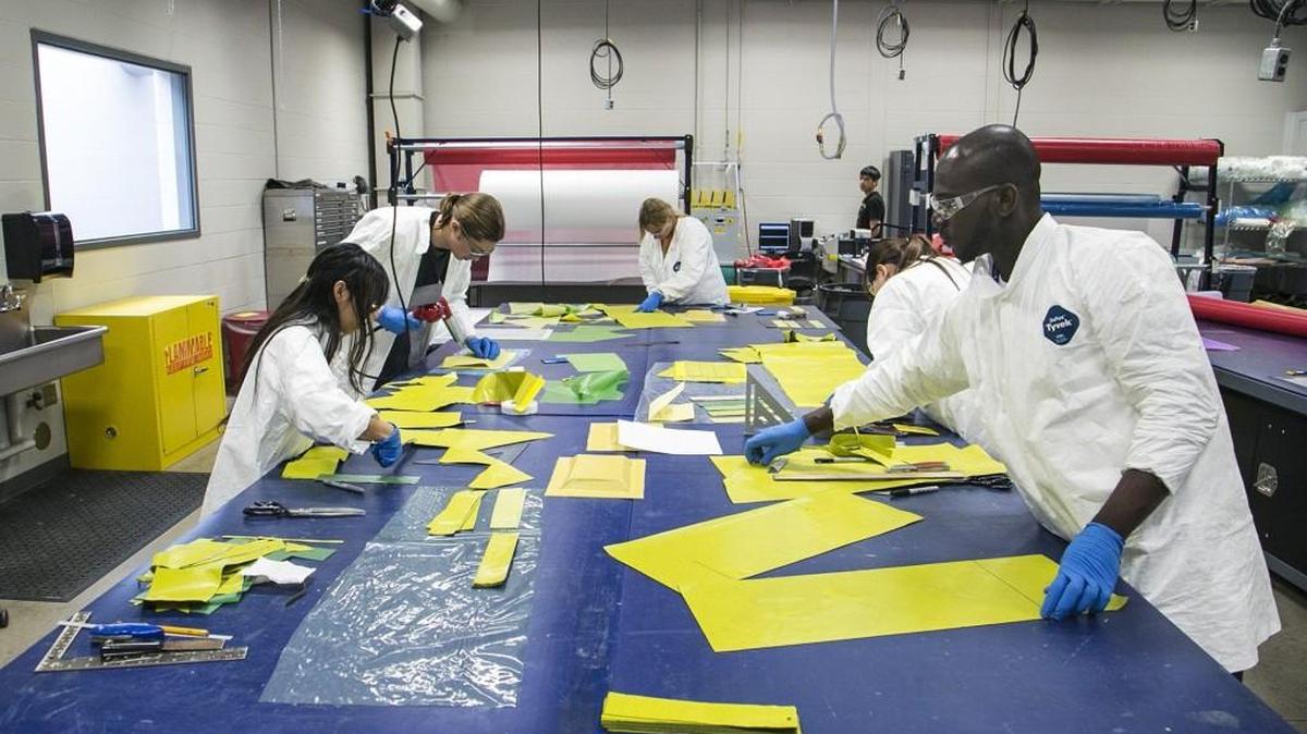 Wichita Area Technical College students in a composite fabrication class earlier this year.