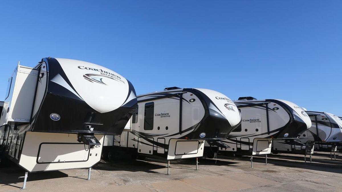 Coachmen fifth-wheel RVs are for sale at Wichita RV at 10810 W. Kellogg. Following a steady rebound from the recession, locally and nationally, the RV industry projects strong sales this year and next. (December 15, 2015)