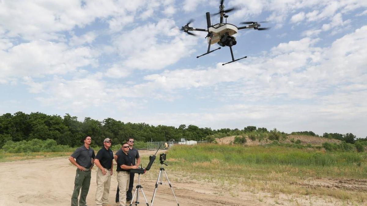 
Blue Chip UAS is a drone company that is the only Wichita company authorized by the FAA to commercially operate drones. The four partners, from left, – Andrew Fawcett, Clint Stevens, James McCosh and James Burns – specialize in topographical survey work and 3D mapping of locations.
