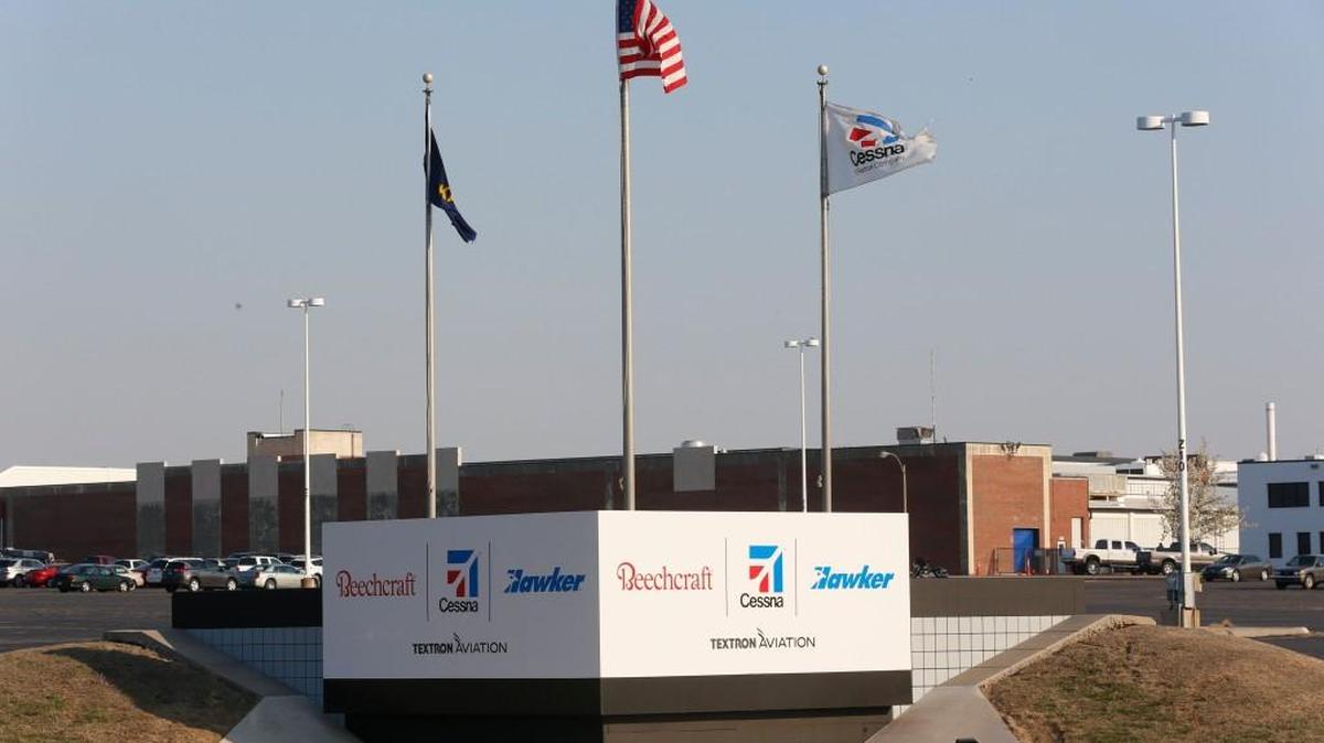 The Textron Aviation Pawnee Campus entrance just west of Woodlawn and Pawnee.