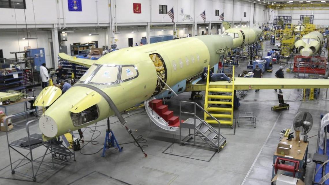 The Cessna Citation business jet assembly line at Textron Aviation’s West Campus.