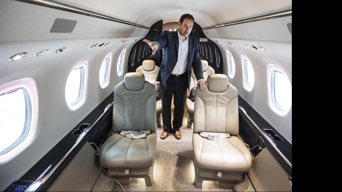 
Chris Hearne, vice president of jets and interior engineering for Textron Aviation Cessna, talks about the features of the Cessna Latitude. (June 26, 2015)
