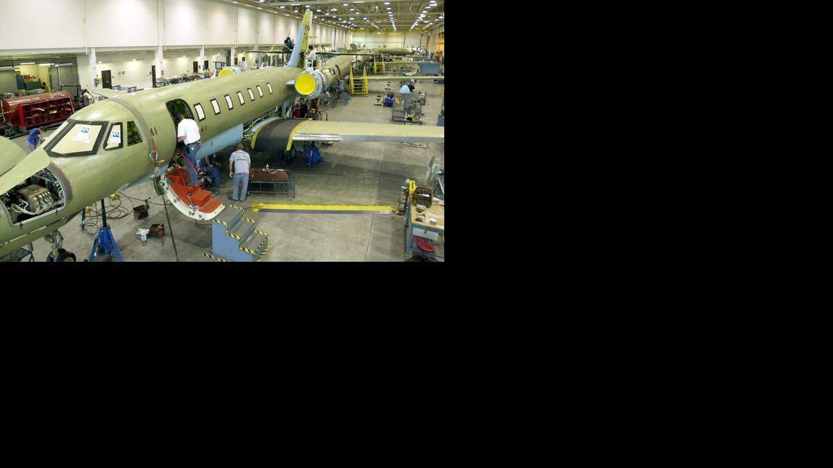 
Cessna employees work on the Citation Sovereign production line.

