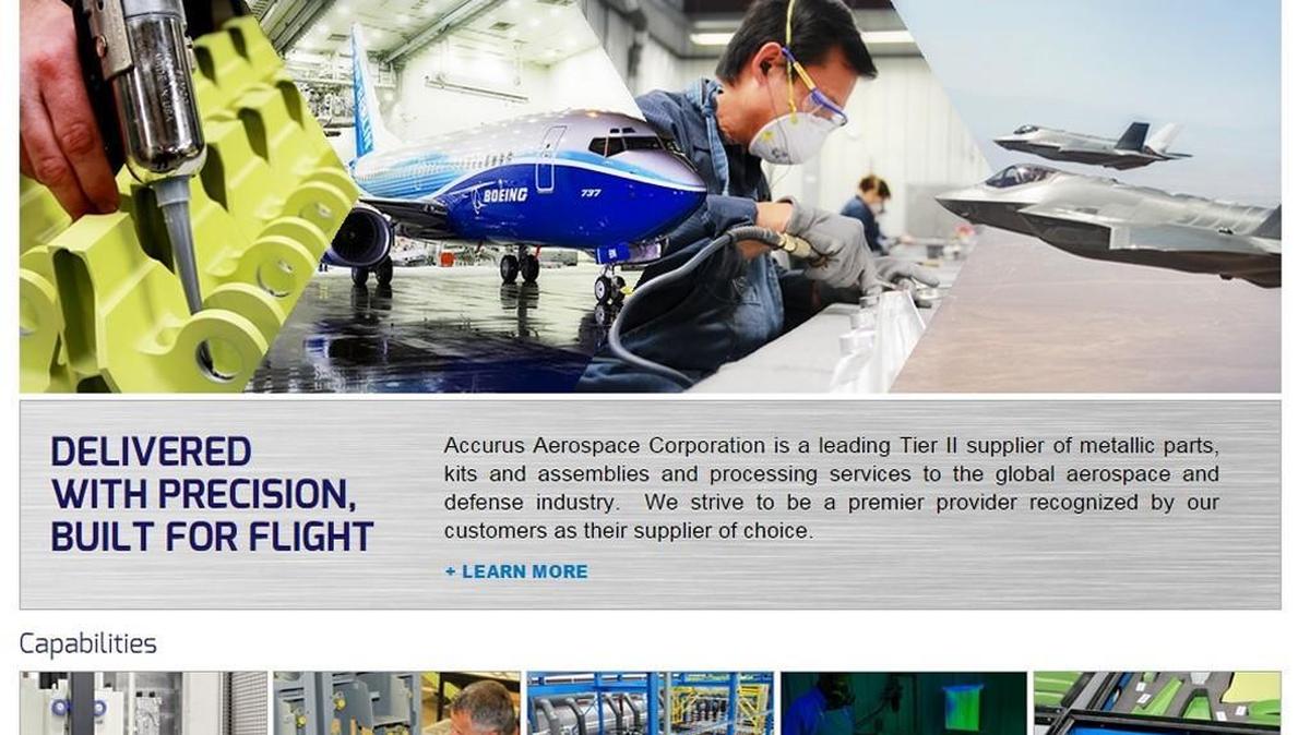 Screenshot of Accurus Aerospace website