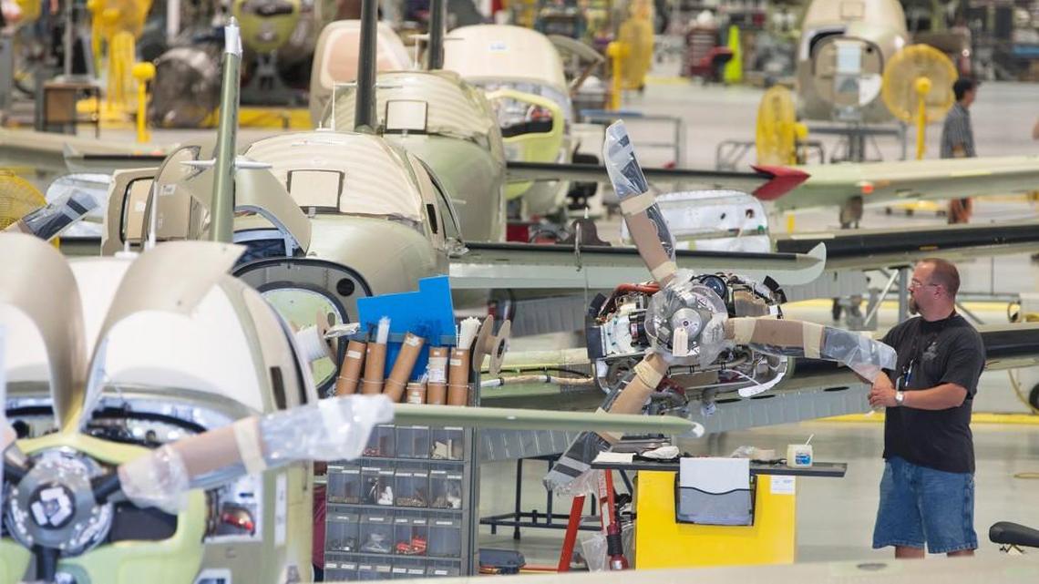 FILE The Beechcraft Bonanza piston-engine airplane production line at the Textron Aviation East Campus in Wichita. (June 26, 2013)