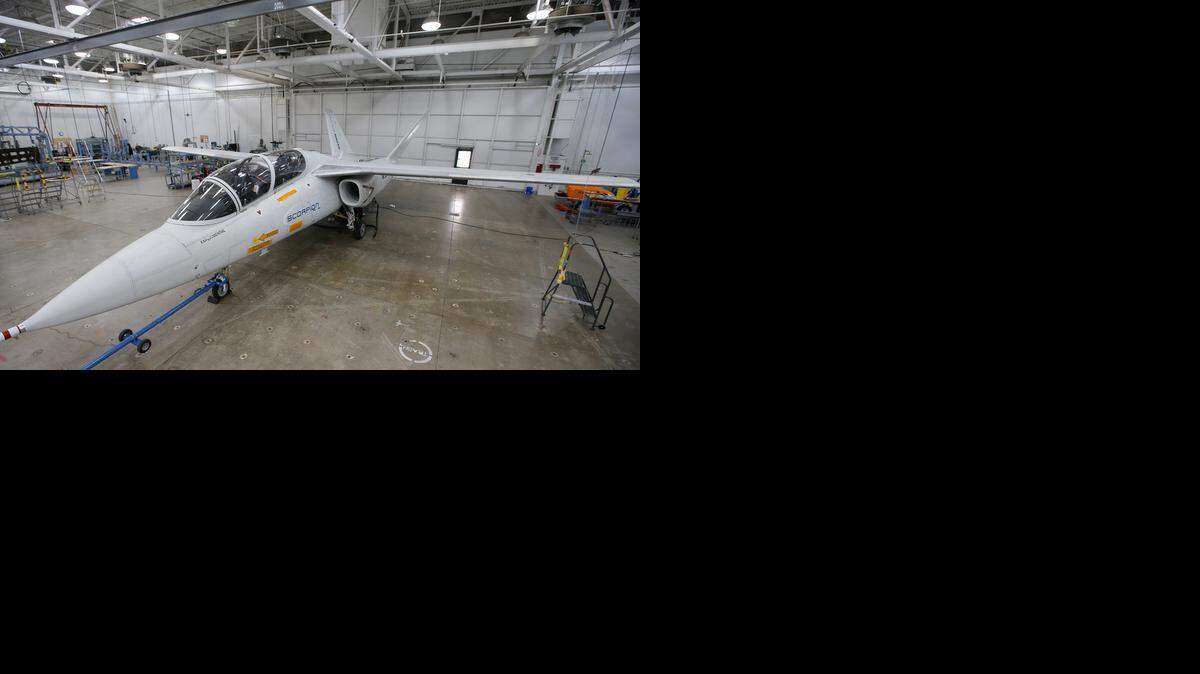 
The first prototype of the Scorpion jet sits in a Cessna hangar in Wichita in 2013. The jet was developed by Textron AirLand LLC, a joint venture between Textron Inc. and AirLand Enterprises.
