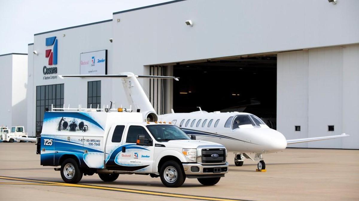 Textron Aviation’s mobile service support includes a fleet of 60 trucks and three airplanes that transport aircraft technicians, parts and equipment to customers who quickly need their airplanes repaired.