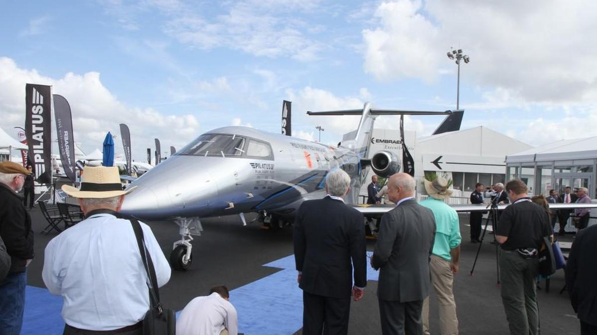 Swiss plane maker Pilatus brought its first business jet offering, the PC-24, on Wednesday to the National Business Aviation Association Convention in Orlando, Fla.