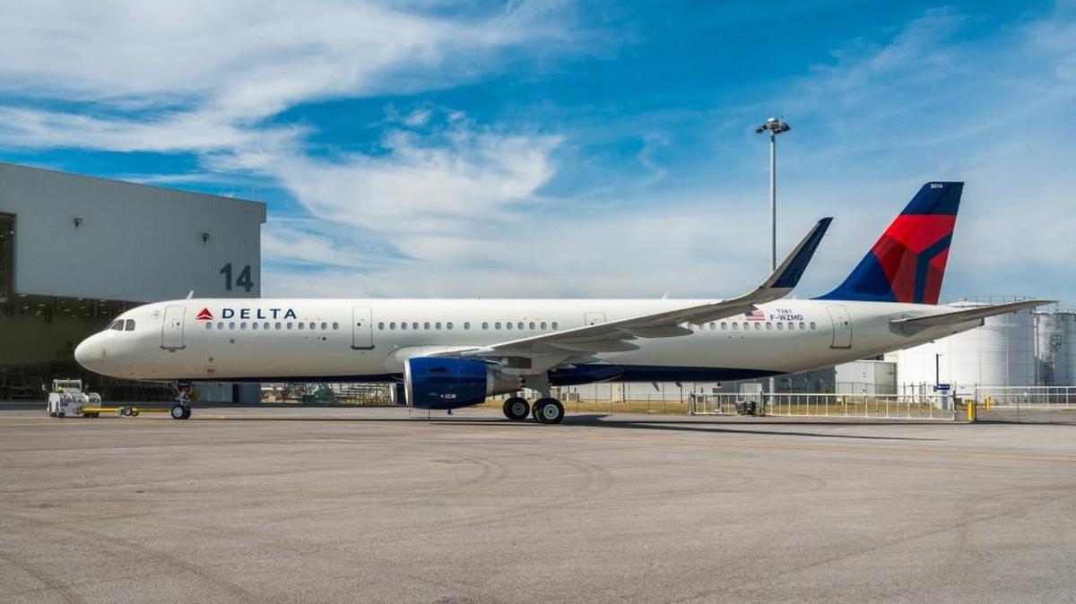 The A321 delivered to Delta on Friday is seen here as it came out of paint in November.
