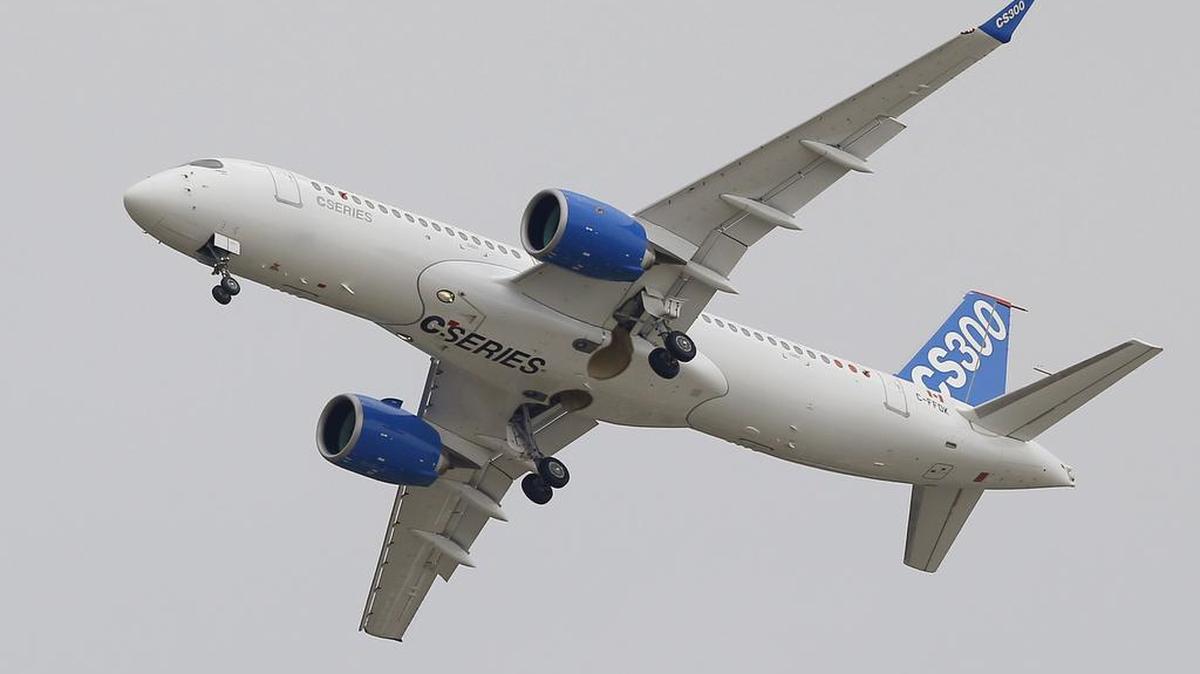 A Bombardier C Series CS 300 performs its demonstration flight during the Paris Air Show, at Le Bourget airport, north of Paris, in June 2015. Bombardier is working on a deal to sell up to 75 CS300s to Delta Air Lines, which analysts say if completed would guarantee the success of the company’s delayed and costly airliner program.