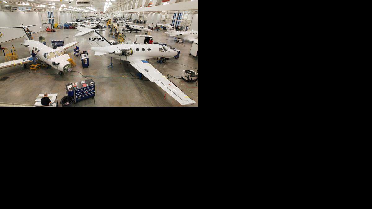 
Two Citation Mustangs are shown in a 2013 picture of the final assembly area of Cessna’s Independence plant.
