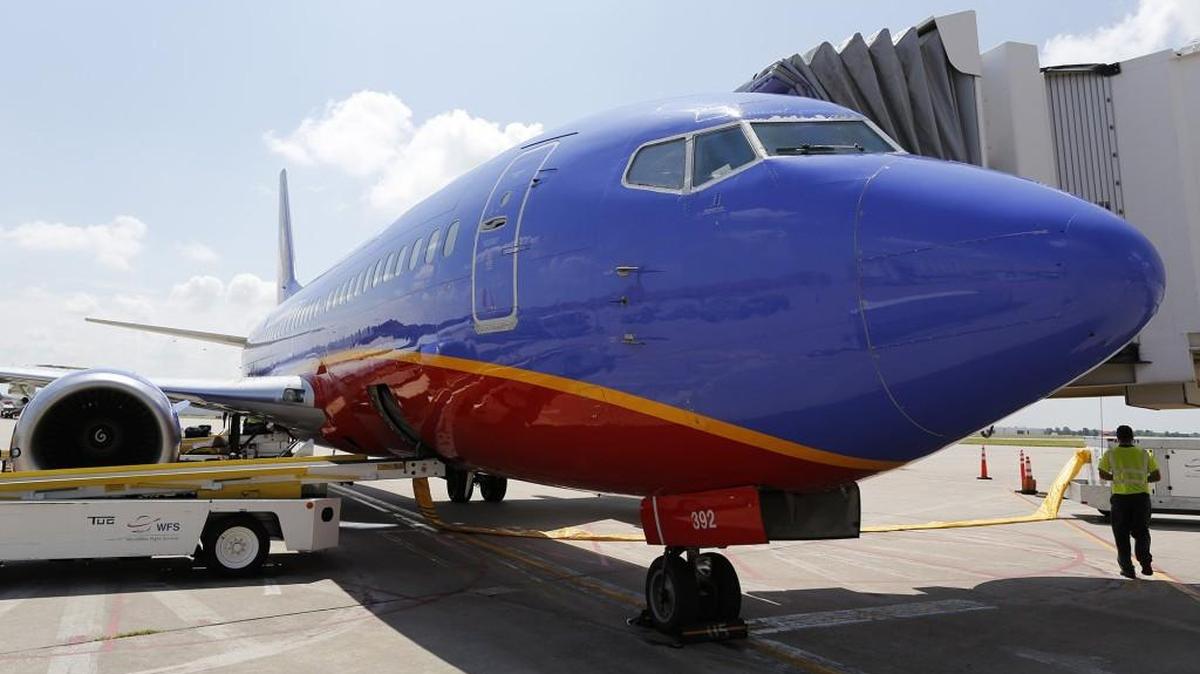 A Southwest Airlines 737 sits at the gate at Wichita’s Mid-Continent Airport in 2013.