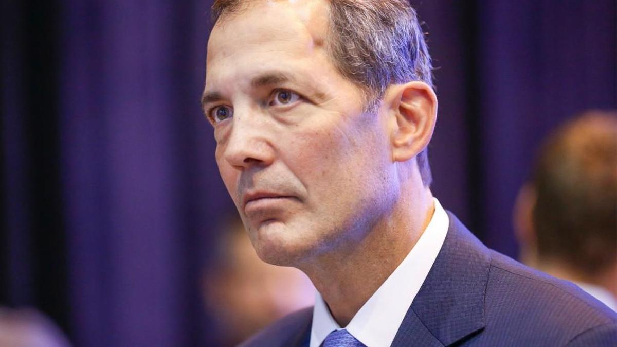 Spirit AeroSystems CEO Tom Gentile mingles after the celebration of the 500th delivery of the 787 Dreamliner fuselage to Boeing by Spirit AeroSystems. Gentile and another Spirit executive will see a bump in pay and benefits. (Oct. 11, 2016)
