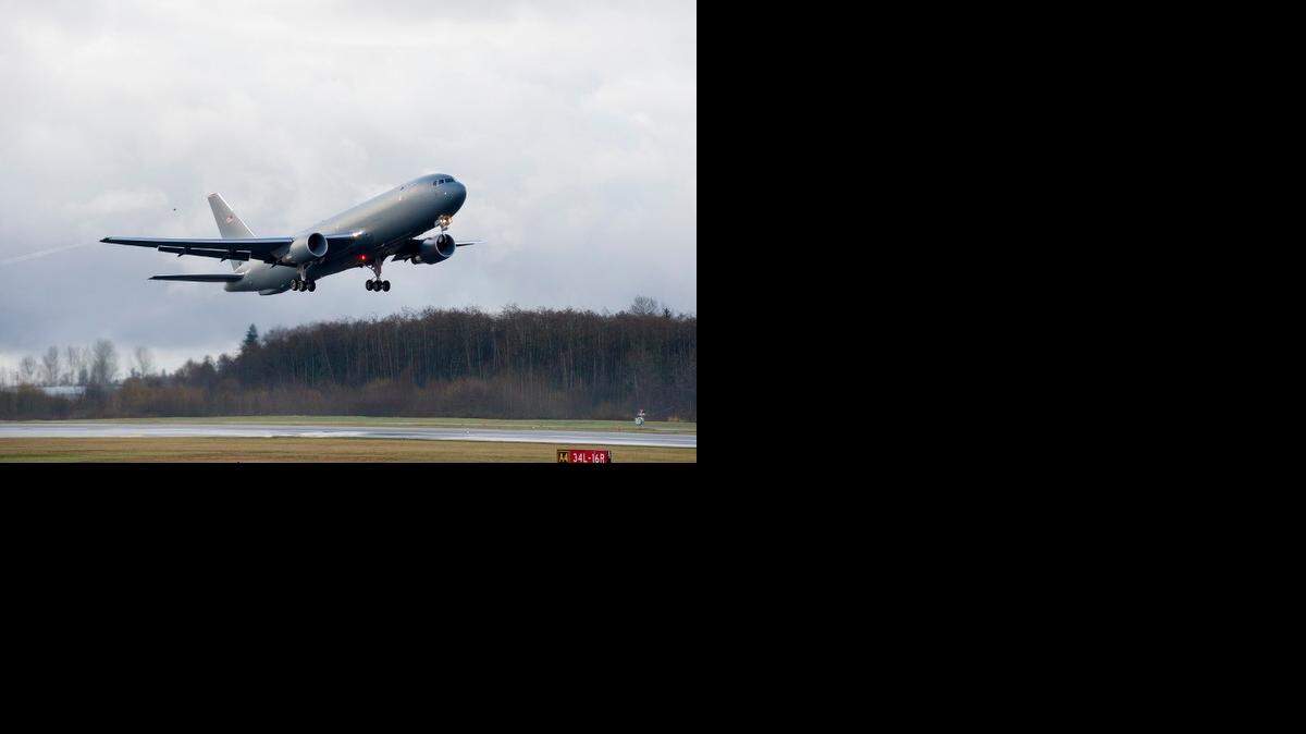 
Boeing and the U.S. Air Force successfully completed the first flight of the KC-46 tanker test program Sunday. The plane, a Boeing 767-2C, took off from Paine Field in Washington state.
