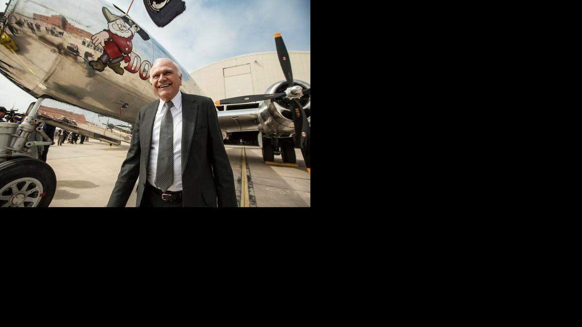 
Tony Mazzolini recovered the Boeing B-29 Superfortress known as ÒDocÓ from the California desert in 1987. The airplane marked a milestone in the nearly 15-year restoration effort during a roll-out ceremony Monday. The airplane was part of a squadron known as Snow White and the Seven Dwarfs. (Mar. 23, 2015) 
