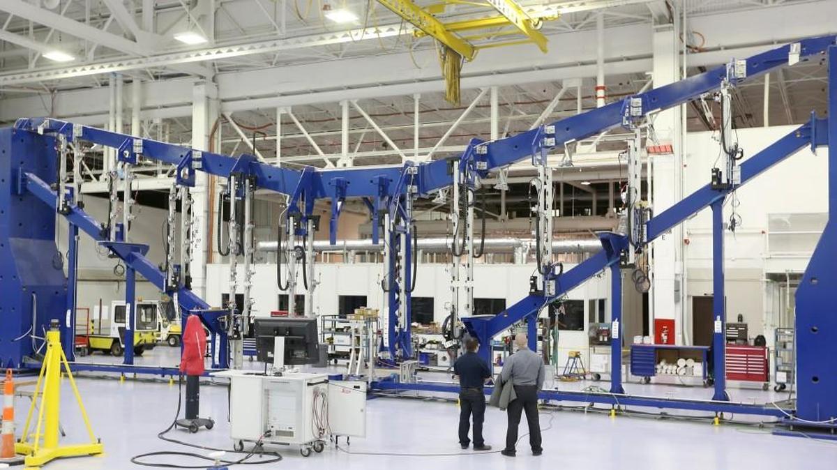 This wing skin installation tool will be used to produce a Cessna Citation Longitude, a super midsize business jet that will be Cessna’s largest to date. The tool will use an auto-riveting robot. (Jan. 22, 2016)