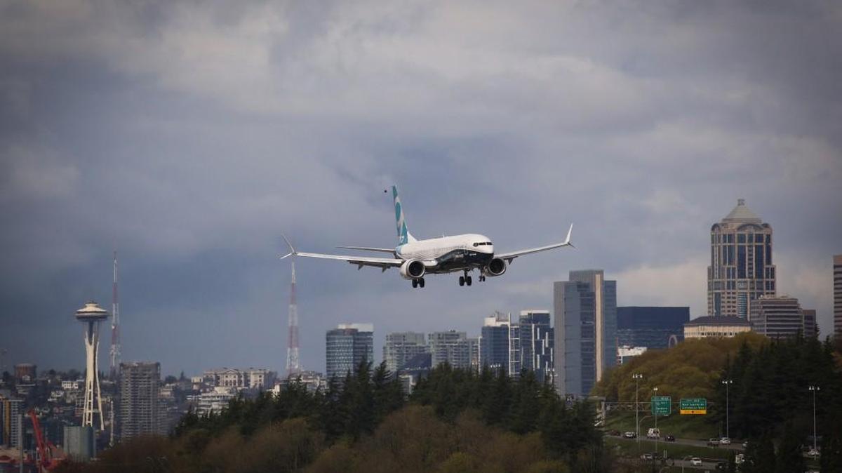 Boeing’s first 737 Max 9 lands in Seattle after completing its first flight in April. Boeing will showcase the airplane June 19-25 at the Paris Air Show.